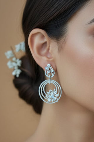 Zevarly Lunar Grace AD floral Earrings