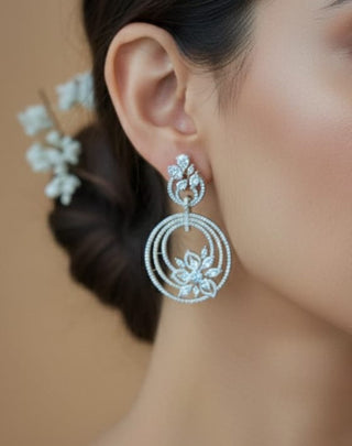 Zevarly Lunar Grace AD floral Earrings