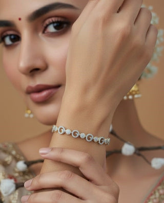 Zevarly Lily Flawless Free size CZ Bracelet