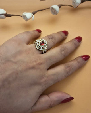 Zevarly Kavika Red Designer Satin Ring