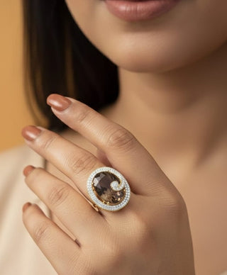 Zevarly Meeram American Diamond Stone Ring