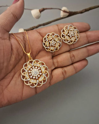 Zevarly Radiant Floral Pendant Set