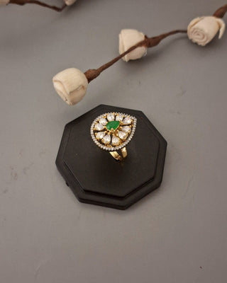 Zevarly Anamika Adjustable Emerald Ring