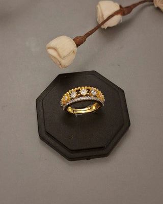 Zevarly Tina American Diamond Two Tone Plated Ring