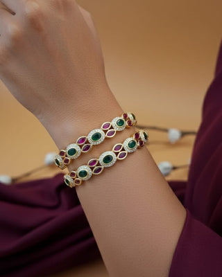 Zevarly Rumaaaira Campa Ruby Emerald Ad Bangles