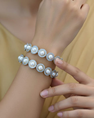 Zevarly Kavita Pearl Designer AD Bangles