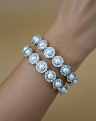 Zevarly Kavita Pearl Designer AD Bangles