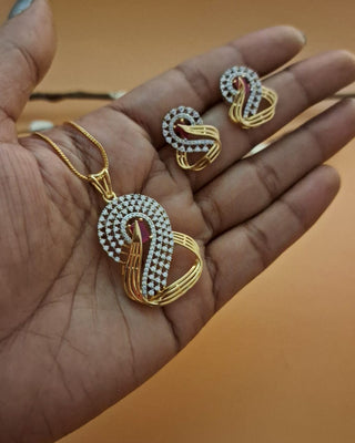 Zevarly Sufi Accent Emerald Pendant Set