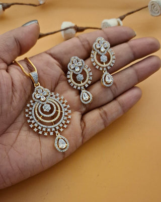 Zevarly Tanima Graceful American Diamond Pendant