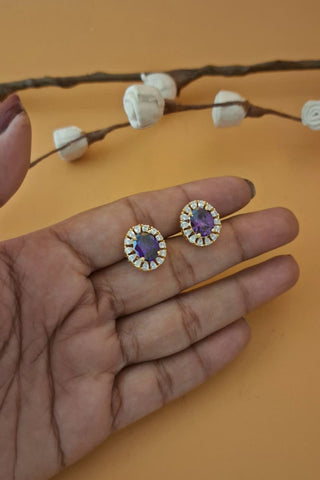 Zevarly Shivani Elegance Purple Ad Studs