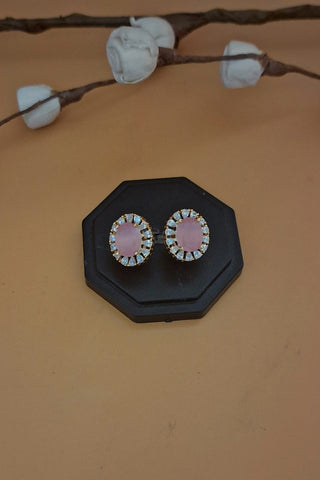 Zevarly Shivani Elegance Pink Ad Studs