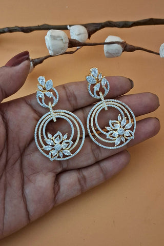 Zevarly Lunar Grace AD floral Earrings