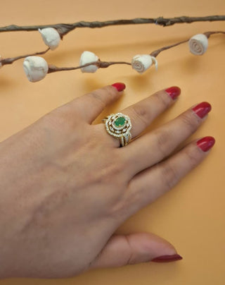 Zevarly ishani gloss American Diamond Adjustable Ring