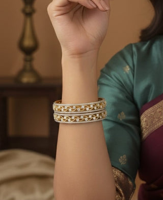 Zevarly Rashmi Gold Plated American Diamond-Studded Bangles