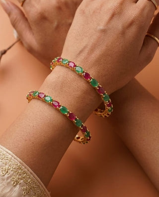 Zevarly Jivikia American Diamond Bangles Multi Color