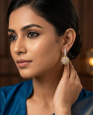 Zevarly Shaira Ad Two Tone Earrings