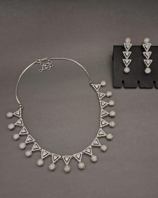 Yamika Necklace Set - AD Necklace Set | Full Set View | Buy Online India | Zevarly