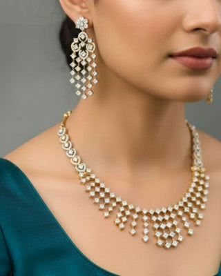 Yuvika Timeless Aura Necklace Set - AD Necklace Set | Main Product View | Buy Online India | Zevarly