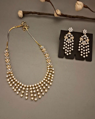 Yuvika Timeless Aura Necklace Set - AD Necklace Set | Full Set View | Buy Online India | Zevarly