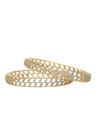 Zevarly Aksa Leaf American Diamond Bangles