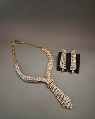 Zevarly Aishani Gold-Silver Plated Necklace Set