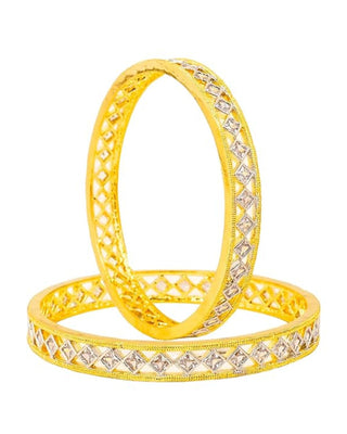 Zevarly Kiran Gold Plated Silver Tone Zircon AD Bangles