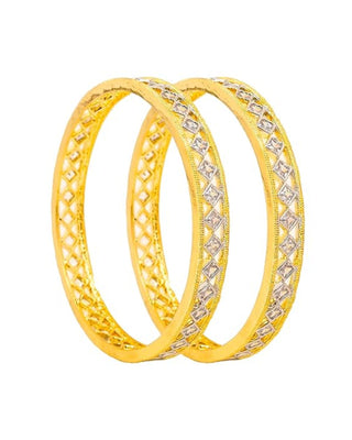 Zevarly Kiran Gold Plated Silver Tone Zircon AD Bangles