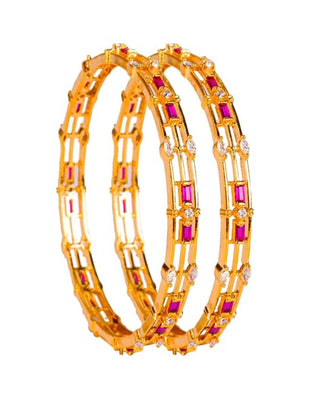 Zevarly Riya American Diamond Bangles Gold Plated Design