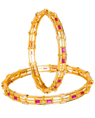 Zevarly Riya American Diamond Bangles Gold Plated Design