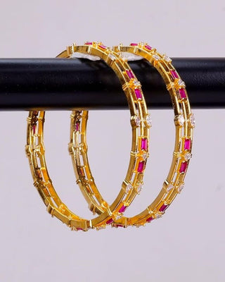Zevarly Riya American Diamond Bangles Gold Plated Design