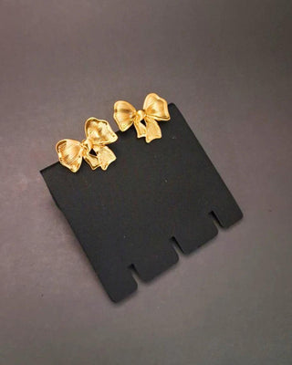 Zevarly Rubina Anti Tarnish Gold Bow Stud