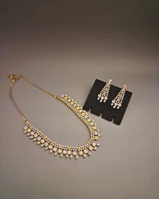 Zevarly Sakshi Stingling American Diamond Necklace Set