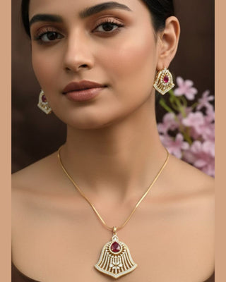 Zevarly Samaira Radiance Ruby Pendant Set