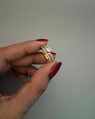 Zevarly Shree American Diamond Two Tone Plated Ring