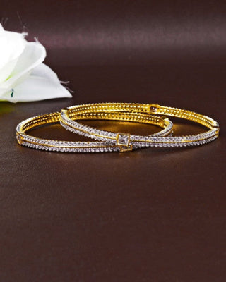 Zevarly Set Of 2 Gold-Plated CZ Studded Bangles 1