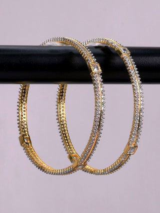 Zevarly Set Of 2 Gold-Plated CZ Studded Bangles 2