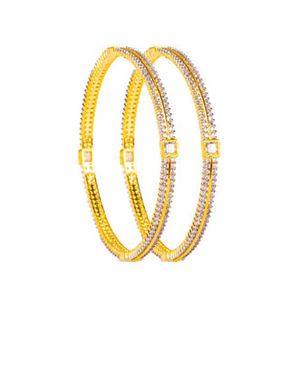 Zevarly Set Of 2 Gold-Plated CZ Studded Banglesn3