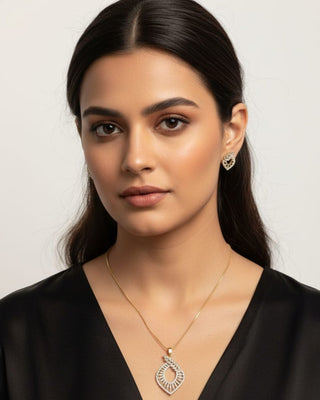 Zevarly Anvi Classic Pendant Set with Earrings