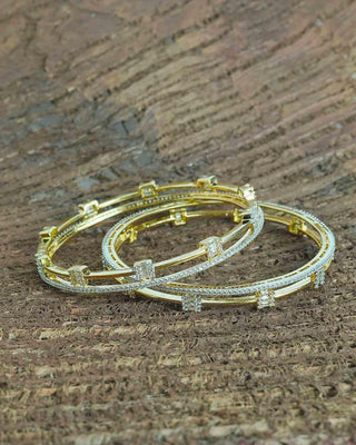 Zevarly Arushi Boutique Trendy AD Bangles Wooden Background