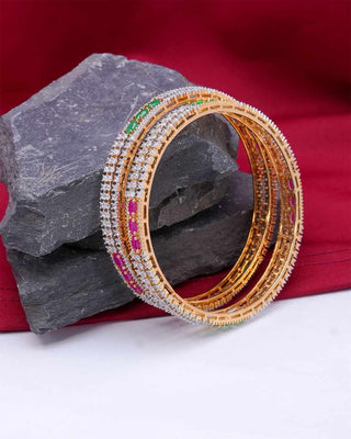 Zevarly Bhagyalaxmi Multi Colour AD Bangles Stone  Background 