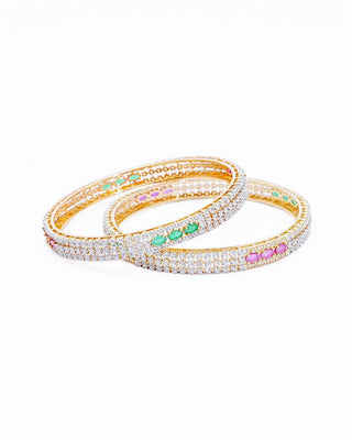 Zevarly Bhagyalaxmi Multi Colour AD Bangles White Background Horizontal
