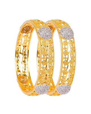 Zevarly Carrie Gold & Silver Plated AD Bangles 3