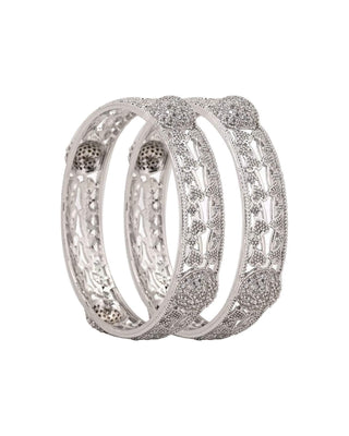 Elegant Carrie Silver Plated AD Bangles in a silver-plated finish