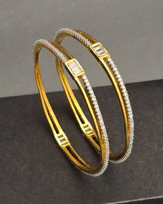 Zevarly Chitra Sleek Stylish Star CZ Bangles 1