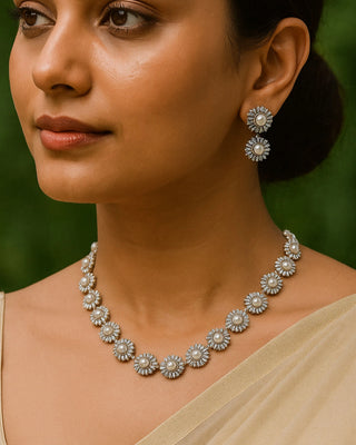 Zevarly Darpan AD Necklace Set