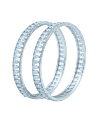 Zevarly Drishti Silver Plated AD Bangles