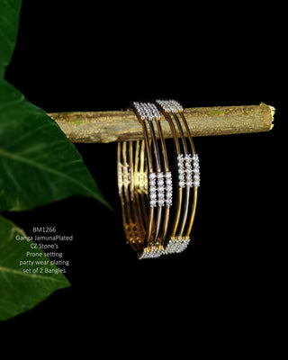 Zevarly Ekta Three Line AD Bangles