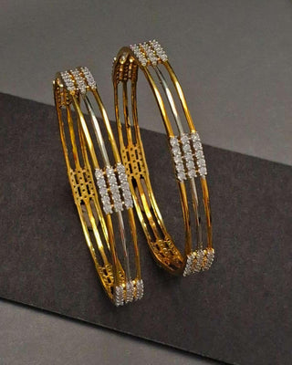 Zevarly Ekta Three Line AD Bangles 1