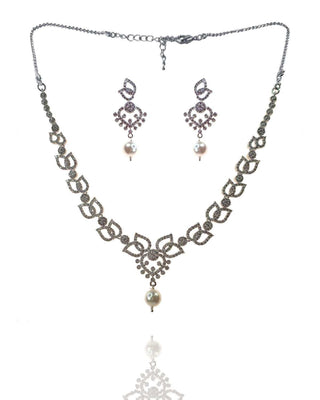 Zevarly Harshi Lotus AD Necklace Set 4