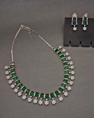 Zevarly Manisha AD Necklace-set Green Color Main Product Image